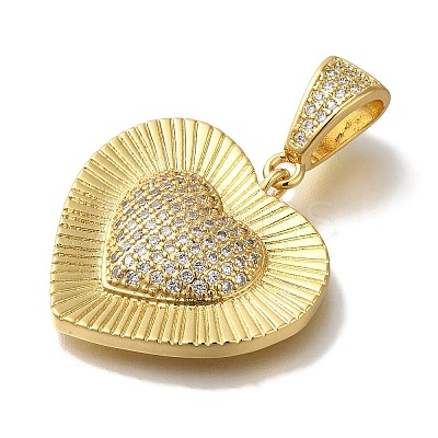 Heart Rack Plating Brass Micro Pave Clear Cubic Zirconia Pendant KK-U019-18G-02-1