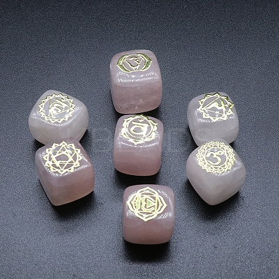 Natural Rose Quartz 7 Chakra Healing Stone Set G-PW0004-18B-1