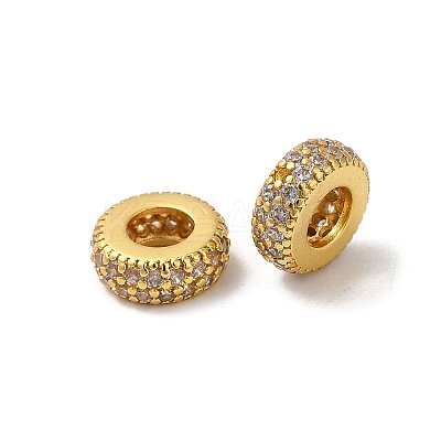 Rack Plating Brass Cubic Zirconia European Beads KK-K372-12G-1