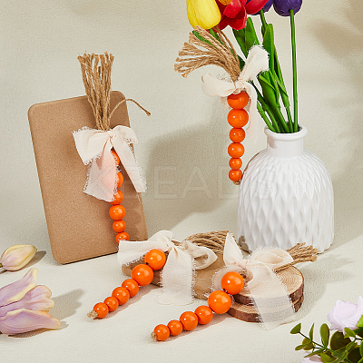 4Pcs Wooden Beaded Carrots for Easter Table Tiered Tray Decoration AJEW-FH0005-65A-1
