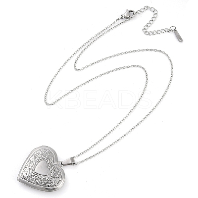 Anti-Tarnish 304 Stainless Steel Heart Locket Pendant Cable Chain Necklaces for Women LS-NJEW-M050-04F-P-1