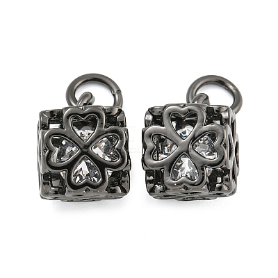 Rack Plating Brass Micro Pave Clear Cubic Zirconia Charms KK-F089-15EB-1