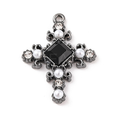 Cross Theme Brass Micro Pave Clear Cubic Zirconia Pendants LS-ZIRC-I067-04A-02-1