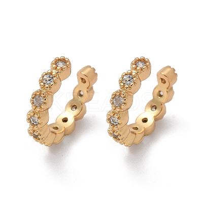 Golden Plated Brass Micro Pave Cubic Zirconia Cuff Earrings EJEW-L244-22B-1