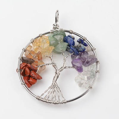 Tree of Life Mixed Stone Big Pendants G-L455-D05-1