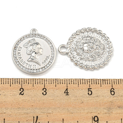 DIY Flat Round Brass Micro Pave Clear Cubic Zirconia Pendant Necklaces Making Kits KK-S386-39P-1