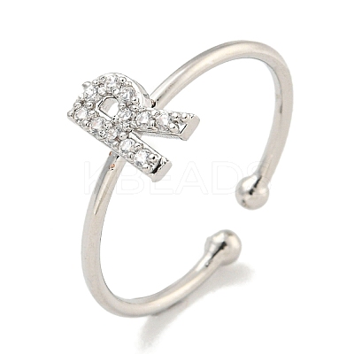 Rack Plating Brass Open Cuff Rings for Women RJEW-F162-02P-R-1