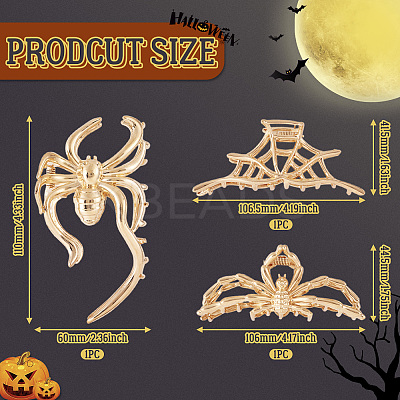 3Pcs 3 Style Halloween Alloy Claw Hair Clips for Women Girls AJEW-TA0001-91-1