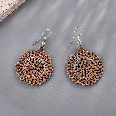Glass Seed Braided Dangle Earrings for Women FIND-PW0024-16B-1