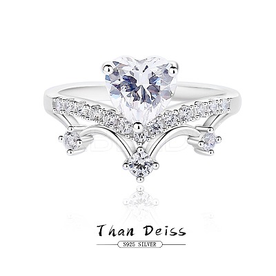Rhodium Plated 925 Sterling Silver Micro Pave Cubic Zirconia Finger Rings for Women WG9CD14-03-1