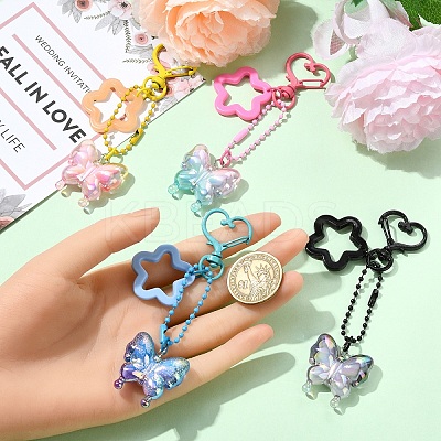 Acrylic Butterfly Pendant Decoration HJEW-YW00058-01-1