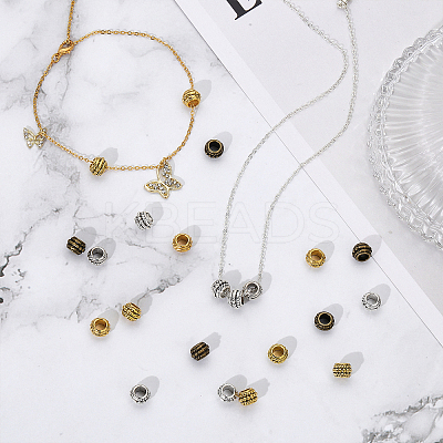 180Pcs 3 Colors Tibetan Style Zinc Alloy European Beads FIND-CA0006-27-1