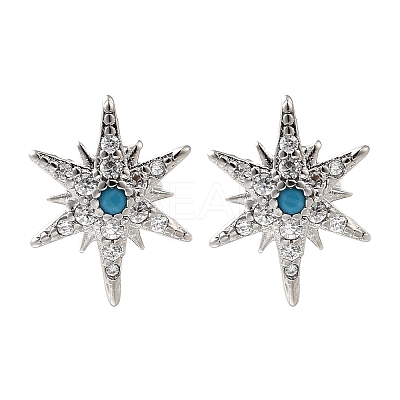 Star Brass Micro Pave Cubic Zirconia Ear Studs EJEW-D304-36P-1