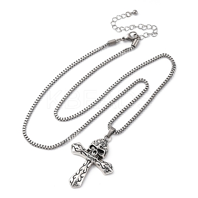 Tibetan Style Zinc Alloy Viking Pendant Necklaces NJEW-Z062-01AS-01-1