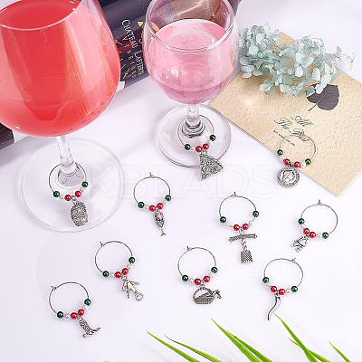 20Pcs 10 Styles Brass Hoop Earrings with Glass Pearl for Women AJEW-BC0003-16-1