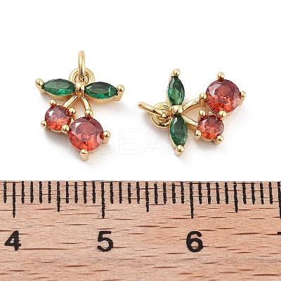 Cherry Rack Plating Brass Micro Pave Cubic Zirconia Charms LS-KK-G512-24G-1