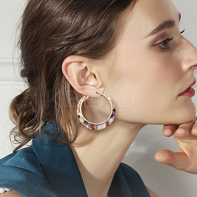 6 Pairs 6 Style Oval & Square & Donut Acrylic Dangle Stud Earrings EJEW-AN0003-36-1