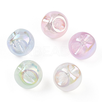 UV Plating Rainbow Iridescent Acrylic Beads X-OACR-P015-04B-1