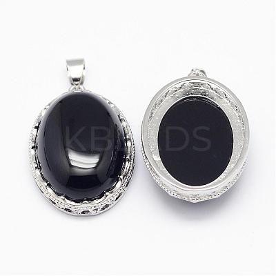 Natural Black Agate Pendants G-D851-13-1