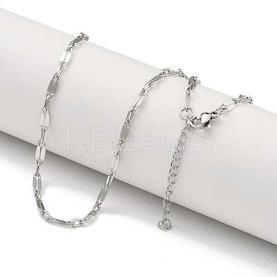 304 Stainless Steel Dapped Chain Necklaces LS-NJEW-H043-05P-1