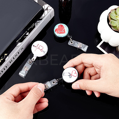 Glass Retractable Badge Reel AJEW-FH0001-11-1