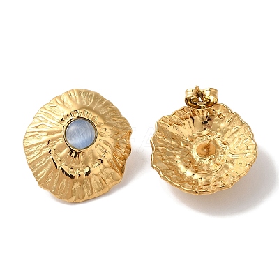 Golden Ion Plating(IP) 304 Stainless Steel Stud Earrings for Women EJEW-L287-053G-01-1