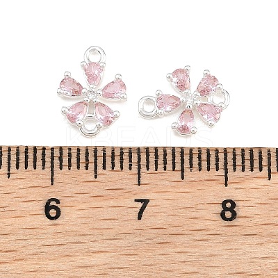 Brass Pave Pink Cubic Zirconia Connector Charms CU-CBAA6E8-01S-1