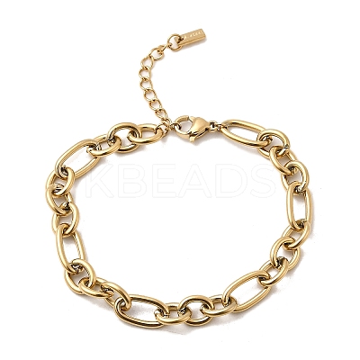 304 Stainless Steel Figaro Chains Bracelet for Women BJEW-Z140-03G-1