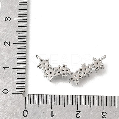 Brass Micro Pave Clear Cubic Zirconia 6 Flower Links Connector Charms KK-D431-072P-1