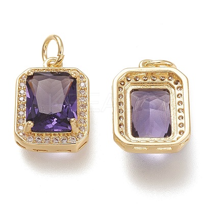 Brass Glass Charms LS-ZIRC-F116-09B-G-1