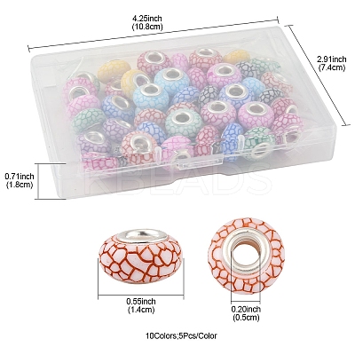 50Pcs 10 Colors Opaque Resin European Beads RESI-FS0002-19-1