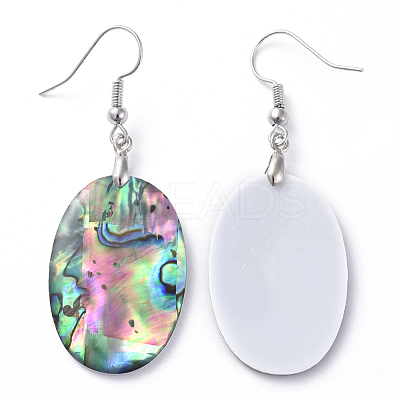 Abalone Shell/Paua Shell Dangle Earrings EJEW-K081-02C-1
