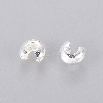 4MM Silver Color Plated Round Brass Crimp Beads Covers X-EC266-S-1