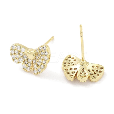 Brass Cubic Zirconia Stud Earrings for Women EJEW-S217-B06-1