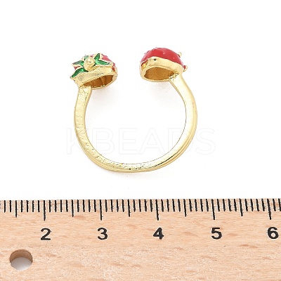 Brass with Enamel Cuff Open Rings for Women RJEW-Q019-01A-G-1
