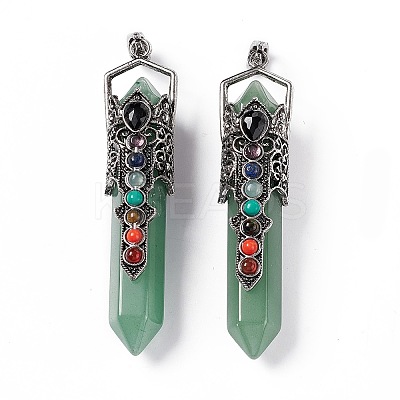 Natural Green Aventurine Big Pointed Pendants G-H281-02F-1