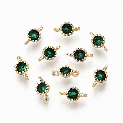 Brass Micro Pave Green Cubic Zirconia Links Connectors X-KK-T063-58G-NF-1