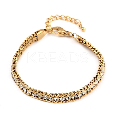 304 Stainless Steel Curb Chain Bracelets for Women BJEW-G747-05G-1