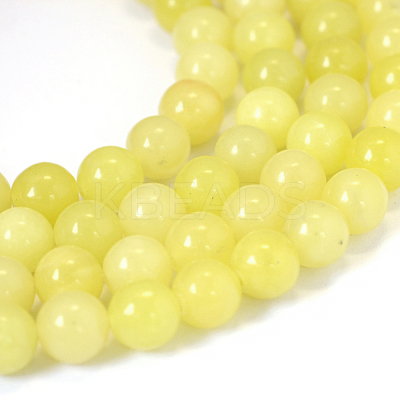 Natural Lemon Jade Round Bead Strands X-G-E334-8mm-07-1