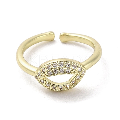 Brass Pave Cubic Zirconia Cuff Rings RJEW-M170-22G-1