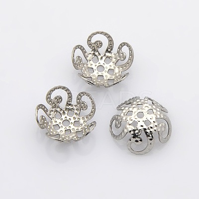 Tarnish Resistant 5-Petal 316 Surgical Stainless Steel Bead Caps X-STAS-N030-02P-1
