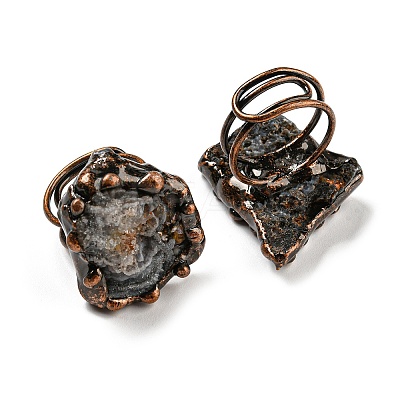 Irregular Nugget Natural Agate Adjustable Rings RJEW-M157-10R-1