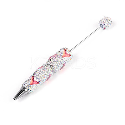 Fishtail Resin & Polymer Clay Pave Rhinestone Ball-Point Pen AJEW-T013-05B-1