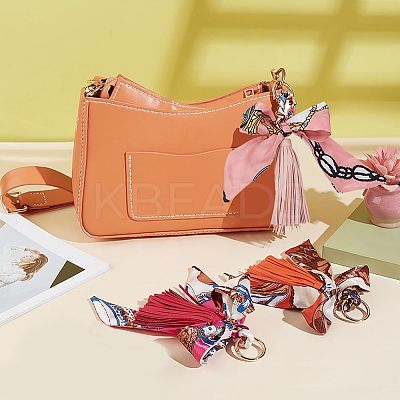 3Pcs 3 Colors PU Imitation Leather Tassel Keychain KEYC-CA0001-30-1