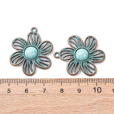 Alloy with Synthetic Turquoise Pendants FIND-B055-01M-1
