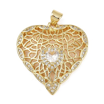 Brass Micro Pave Cubic Zirconia Pendants KK-S526-18G-1