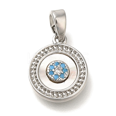 Brass Micro Pave Cubic Zirconia and Shell Pendants KK-K388-77P-01-1