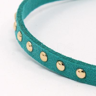 Golden Aluminum Studded Faux Suede Cord LW-D004-13-1