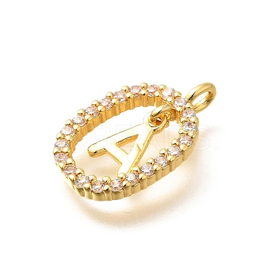 26Pcs Letter A~Z Brass Micro Pave Cubic Zirconia Pendants ZIRC-P123-01G-01-1