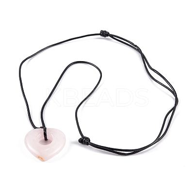 Natural Rose Quartz Pendant Necklaces NJEW-K268-01A-1
